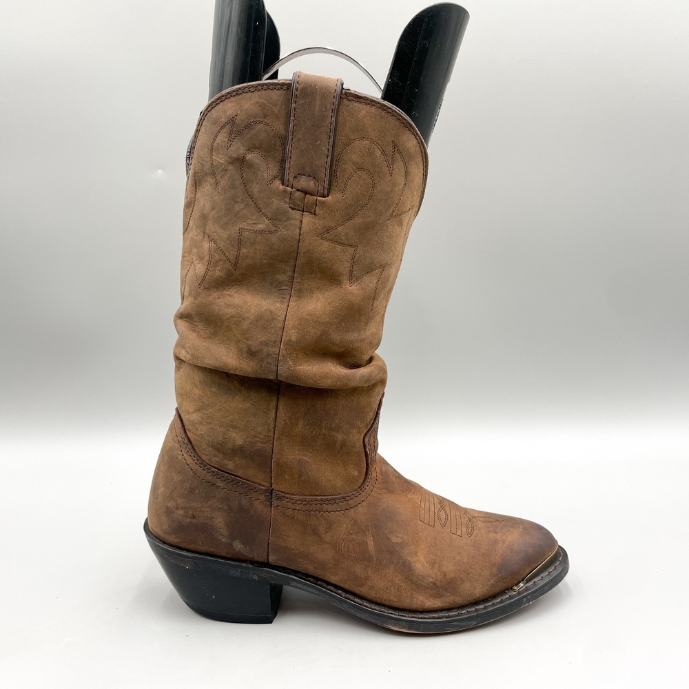 Durango Womens 7M 11" Slouch Western Boots Tan Distressed Leather Cowgirl Boho